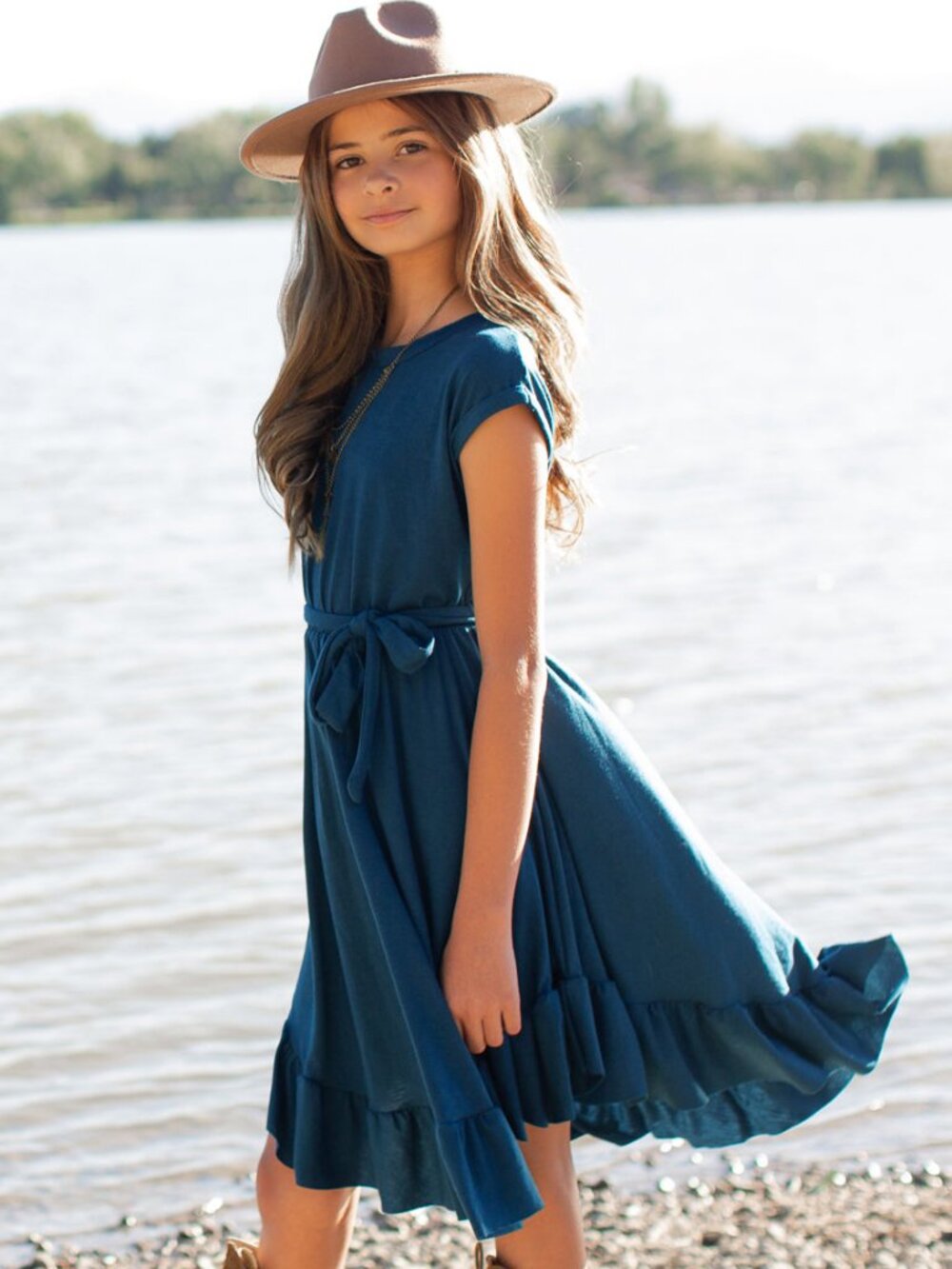 Joyfolie Amoura Dress Teal Blue Girls Size 10 Boho